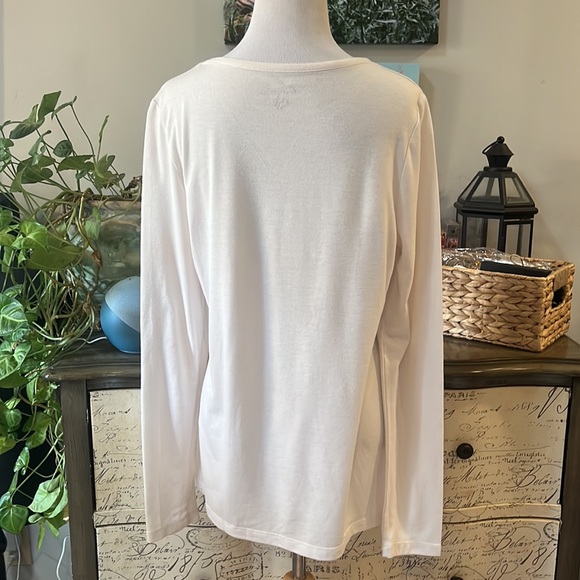 🔴 KIM ROGERS LONG SLEEVE RUFFLED NECK TOP OFF WHITE SIZE MEDIUM - Picture 5 of 10